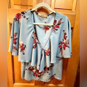 Astr Blue Floral Women's Top
